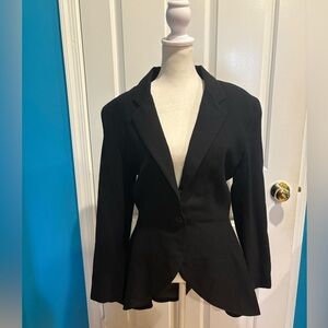 Joanie Char wool peplum hourglass tailored blazer sz 6 8 black